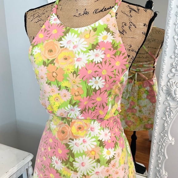 New York Couture Handmade One of a Kind Pastel Daises  *SAMPLE* Mod Dress - Picture 5 of 7